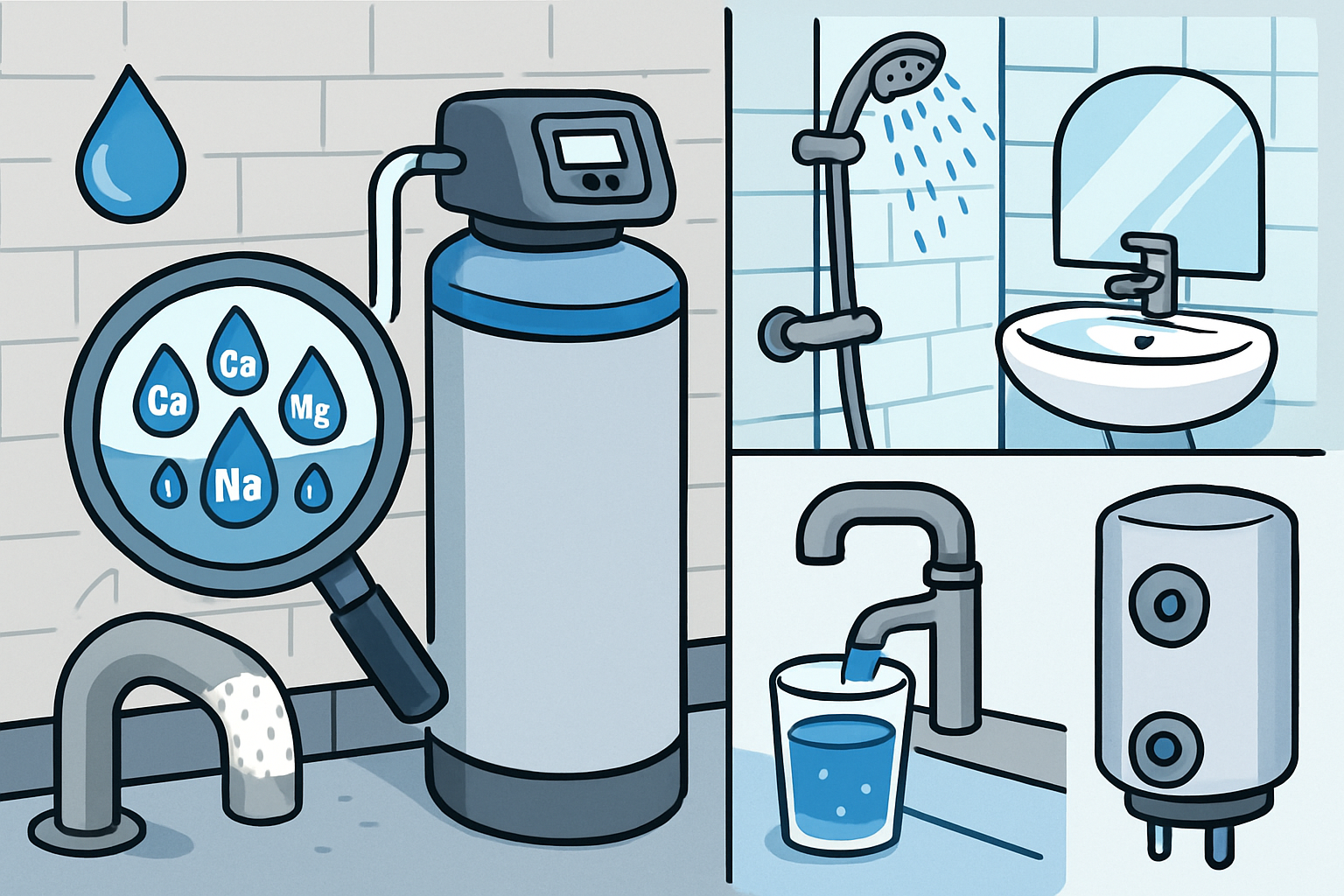 Glas mit klarem Wasser wird unter einem Wasserhahn befüllt - symbolisiert die Frage nach der Gesundheit von enthärtetem Wasser