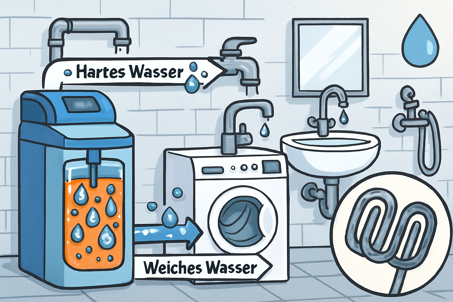 Verschiedene Wasserenthärtungsanlagen führender Hersteller nebeneinander im direkten Vergleich